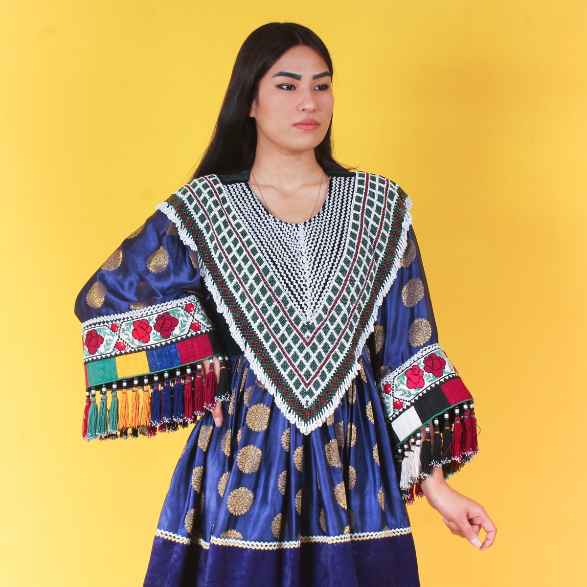 Blue Gande Afghani | Handmade Women's Afghan Dress 2