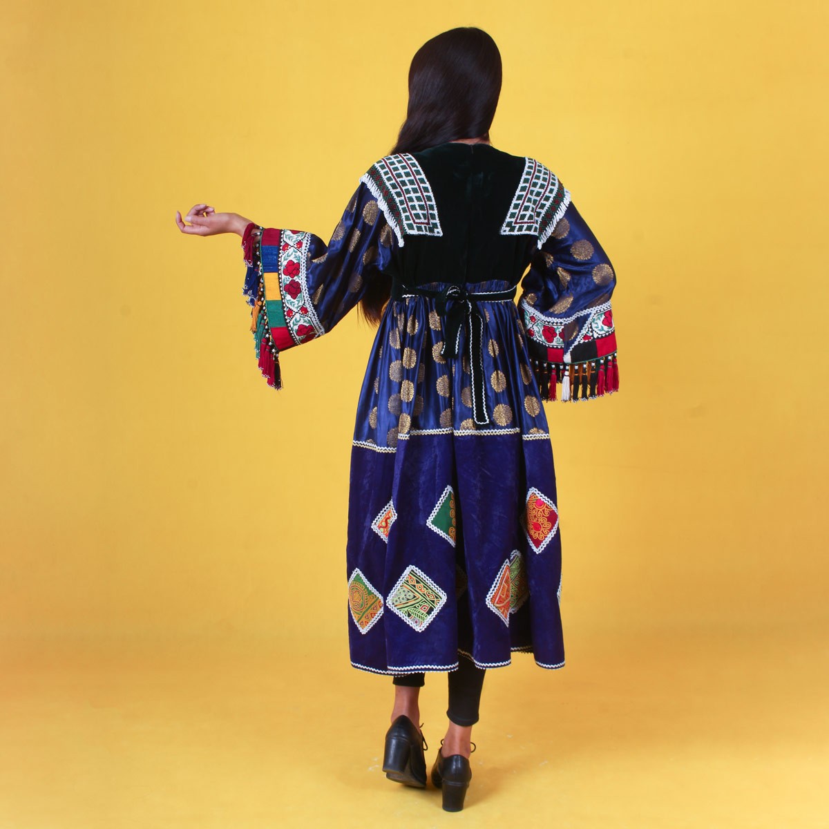 Blue Gande Afghani | Handmade Women's Afghan Dress 4