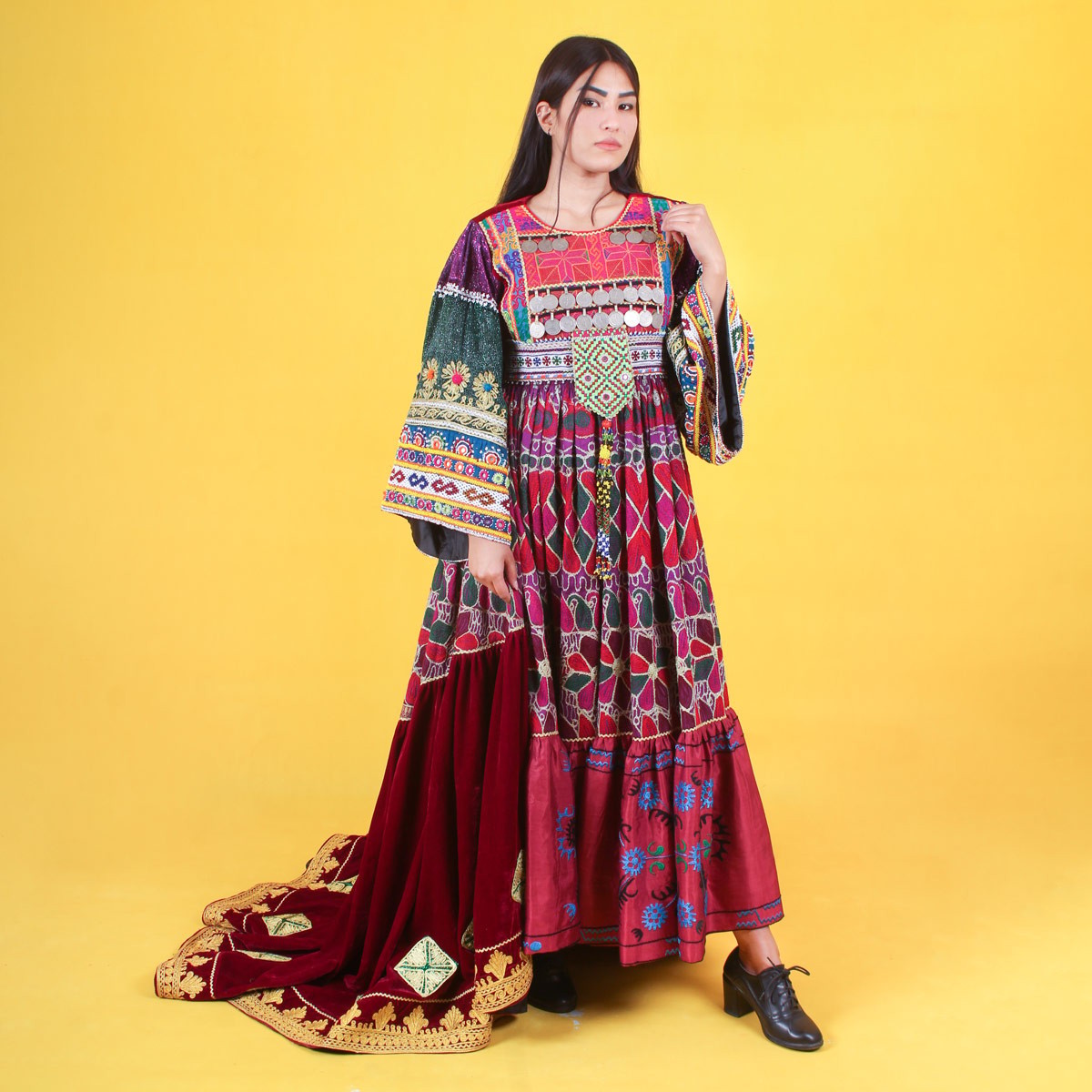 Red Gand e Afghani Long Dress | Afghan Wedding Dress 4