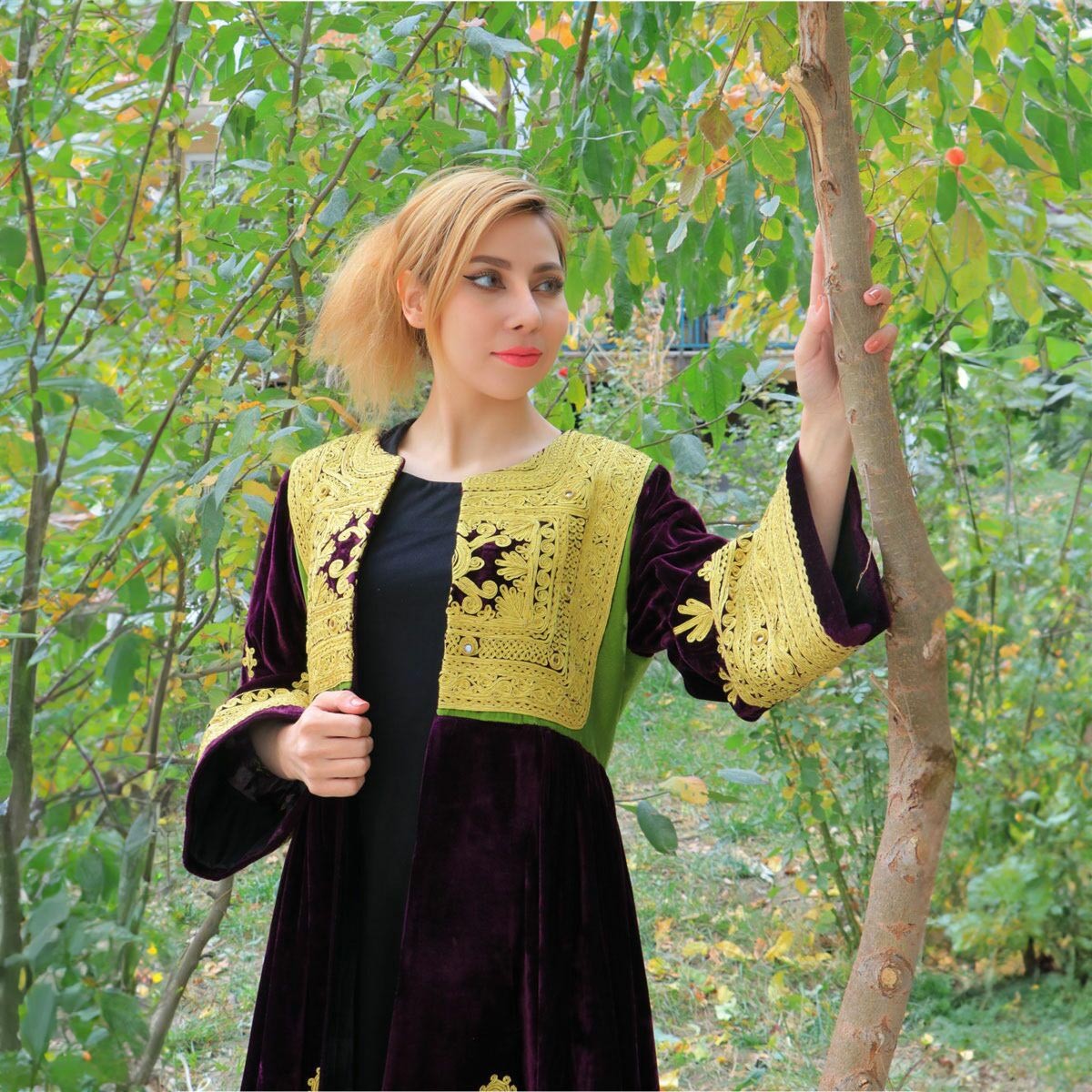 Velvet Hand Embroidered Long Coat | Cherma Embroidered Coat 2