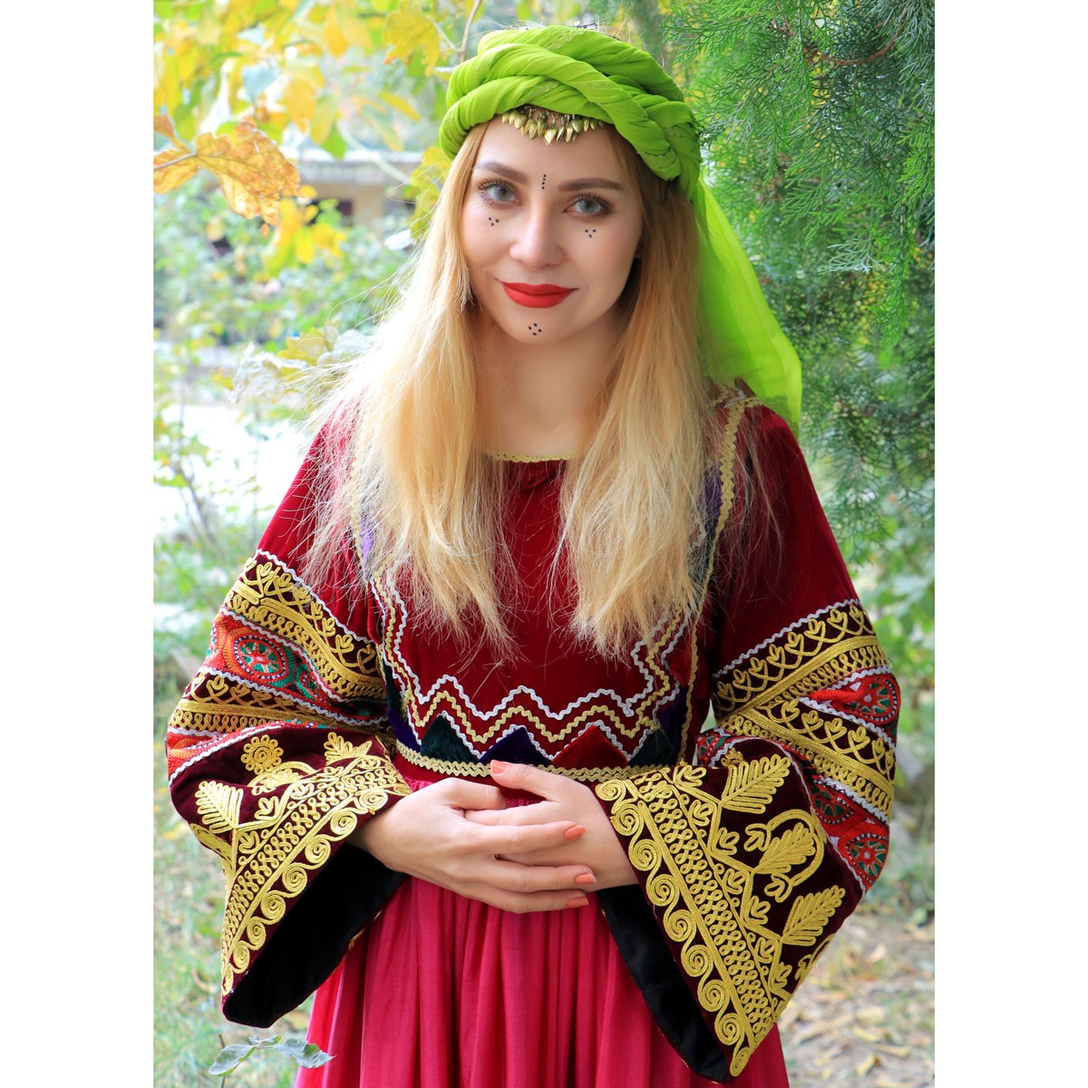 Tajiki Embroidered Velvet Afghan Wedding Dress with Pleated Cherma Work 1