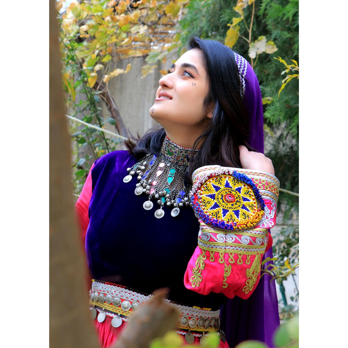 Pink Linen Pleated Long Afghan Nikkah Dress | Coin Belted Bridal Dress 1