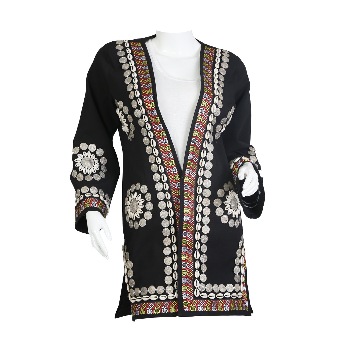 Women Coat | Black Embroidered Caftan 1