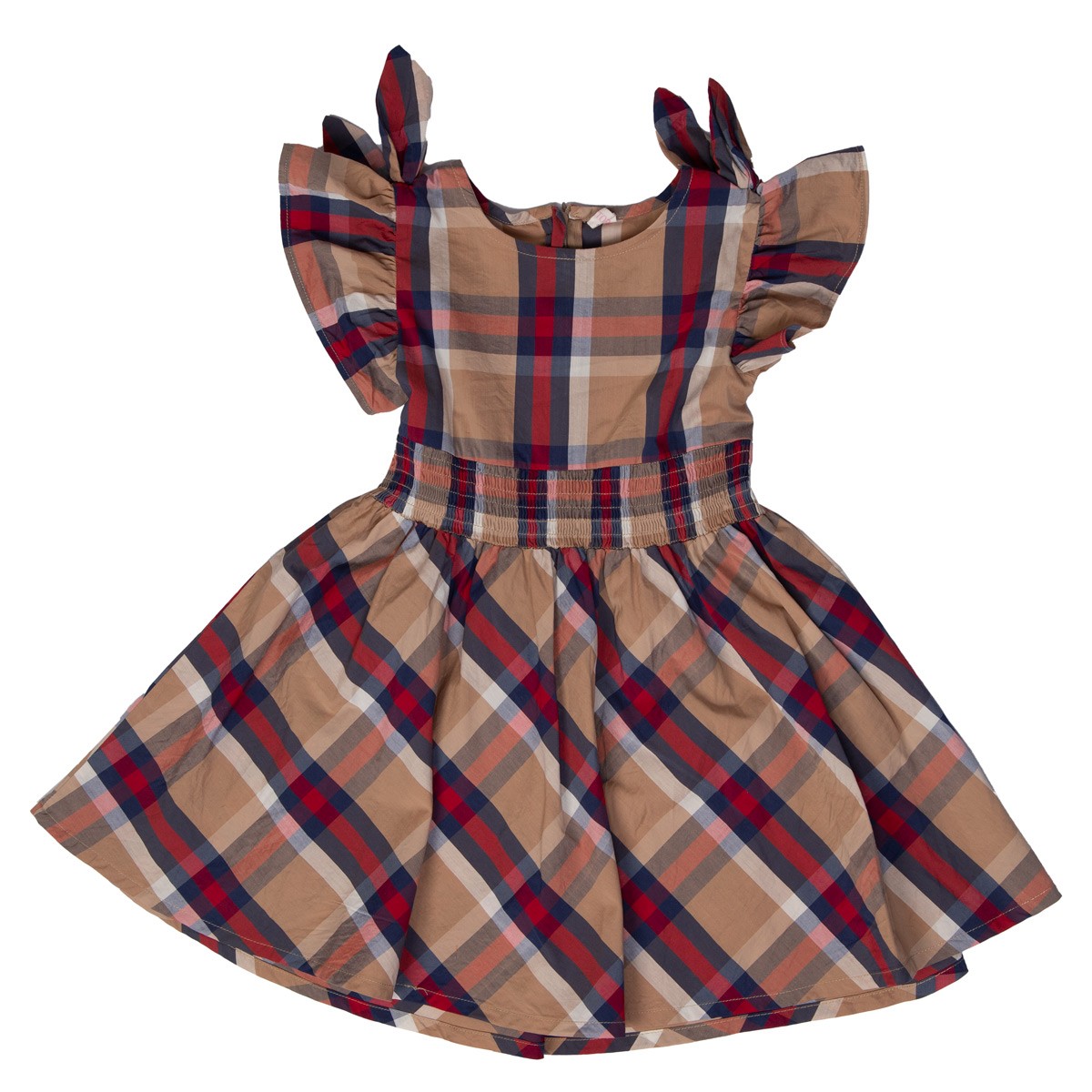 Brown Cap-Sleeve Kid Frock | Maroon Stripes Frock 2