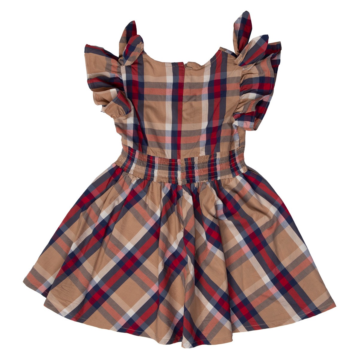 Brown Cap-Sleeve Kid Frock | Maroon Stripes Frock 1