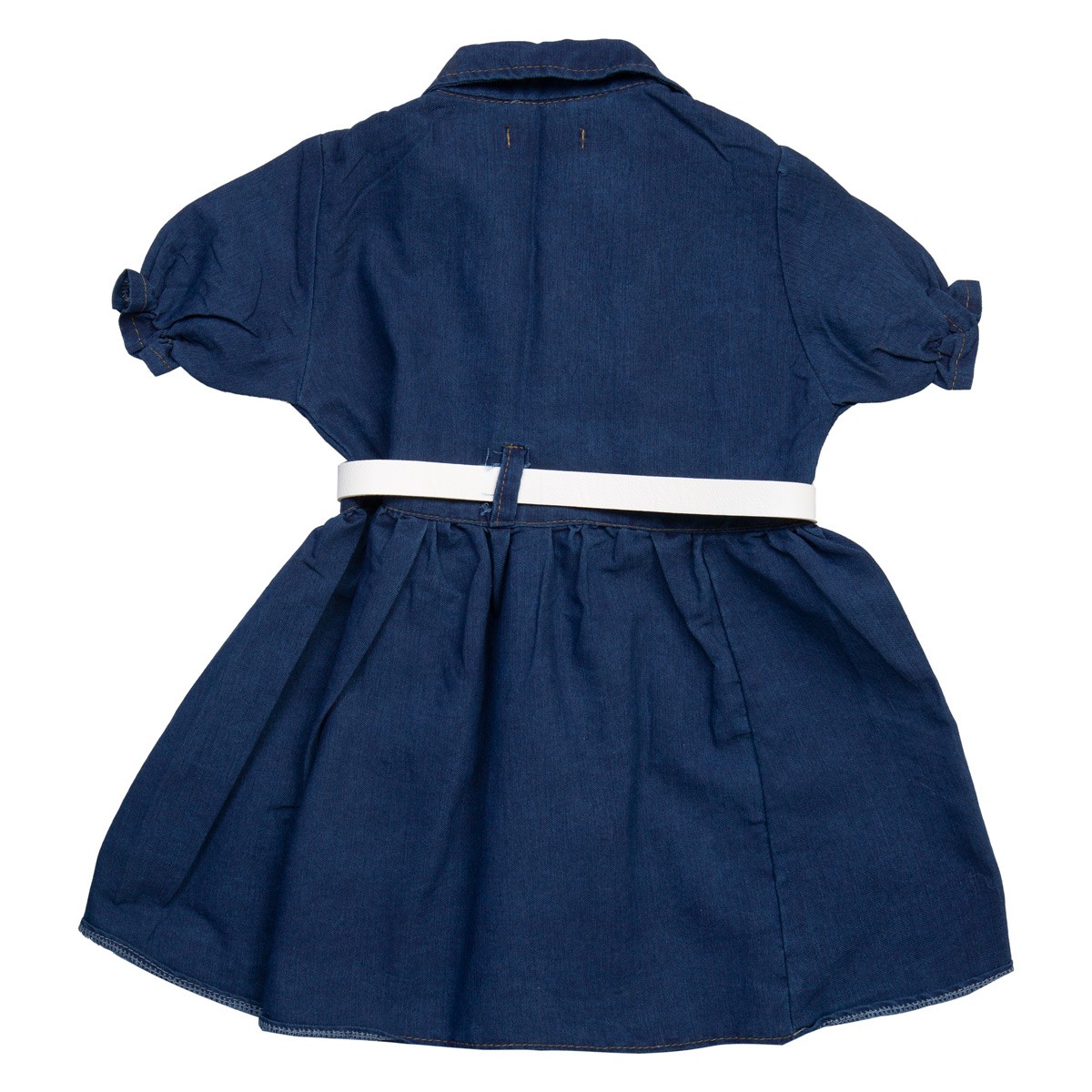 Cowboy Belted Frock | Denim Blue Button Down Frock 4