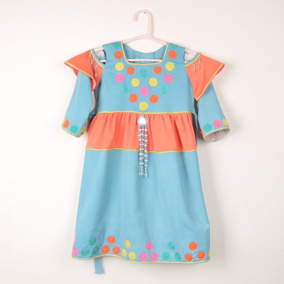 Blue Baby Girl Frock | Crepe Frock with Trousers 1