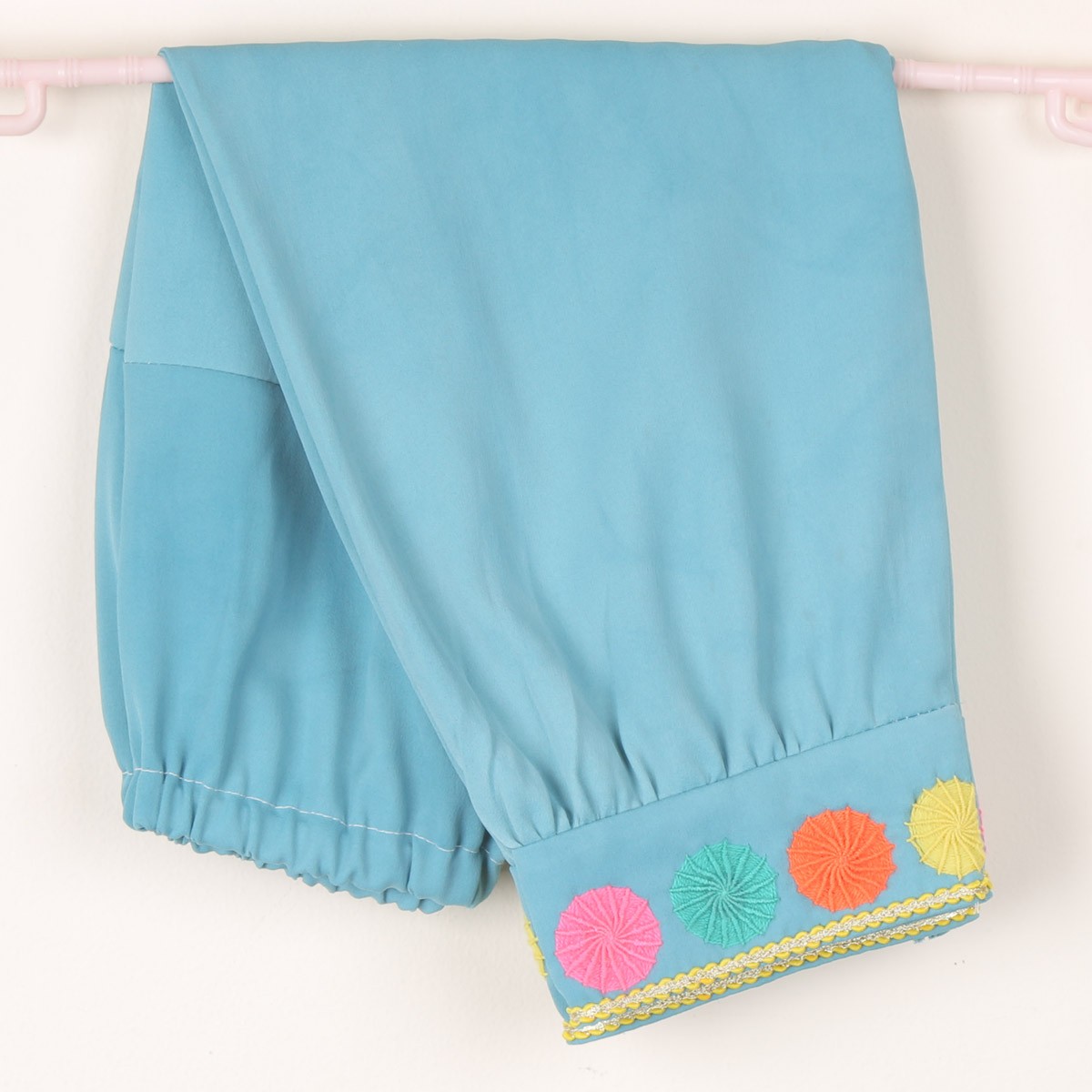 Blue Baby Girl Frock | Crepe Frock with Trousers 3