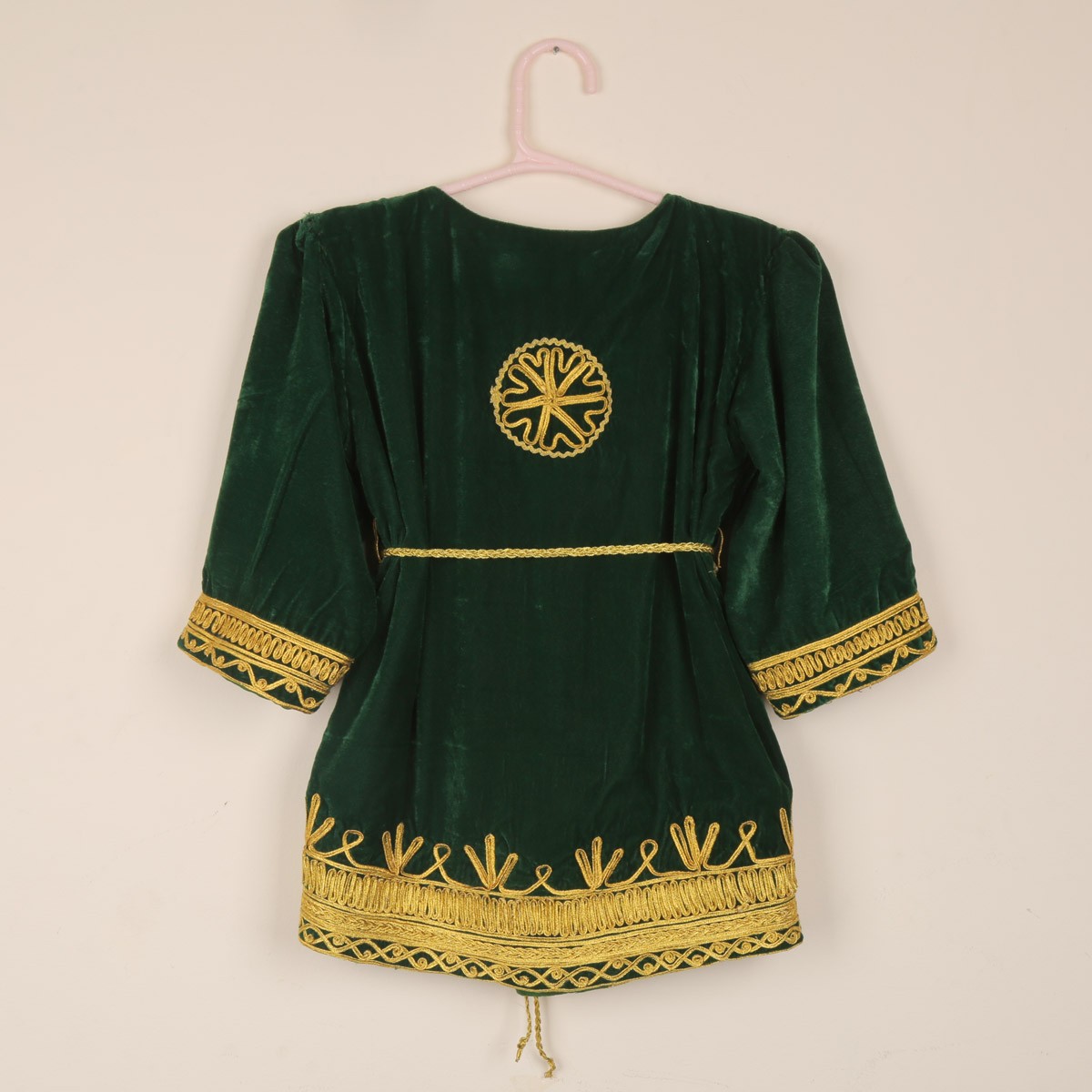 Green Kid's Mini Skirt Dress | Velvet Wrap Kurta with Trousers 4