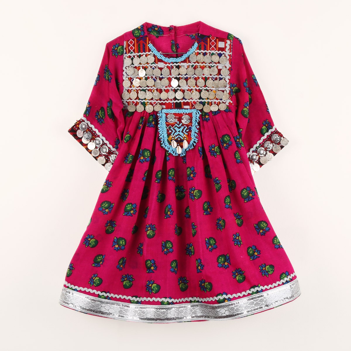 Coin Embroidered Gol Negar Short Frock | 3-Piece Kid's Fancy Frock 1
