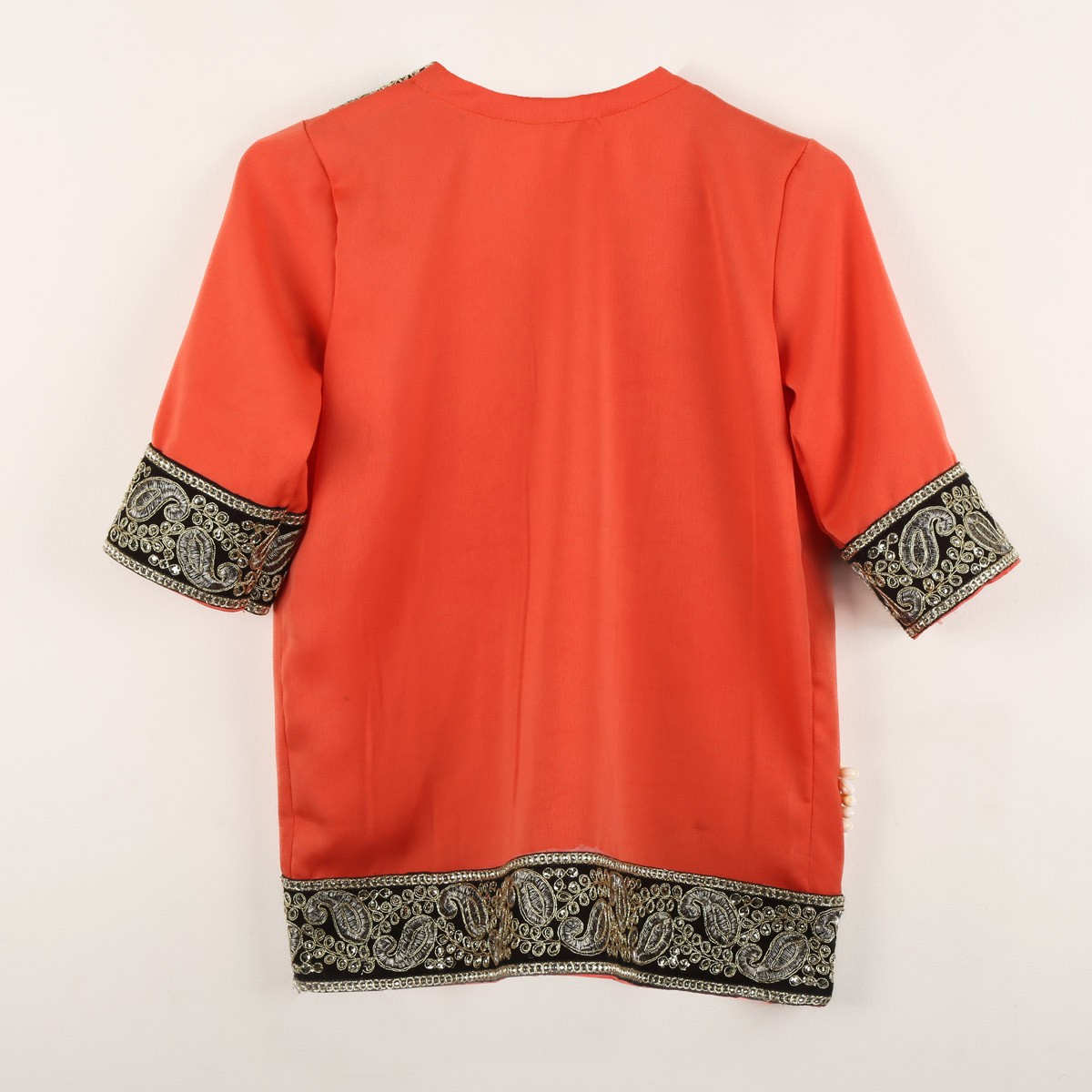 Orange Cherma Embroidered Dress | Party Wear Dress with Black Pants 2