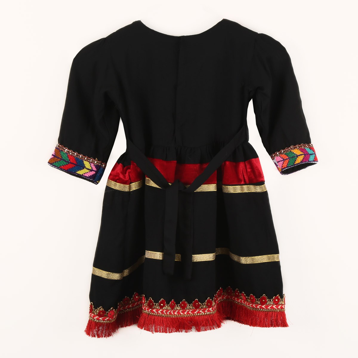 Cotton Graph Embroidered Frock | Black Frock with Red Trousers 2