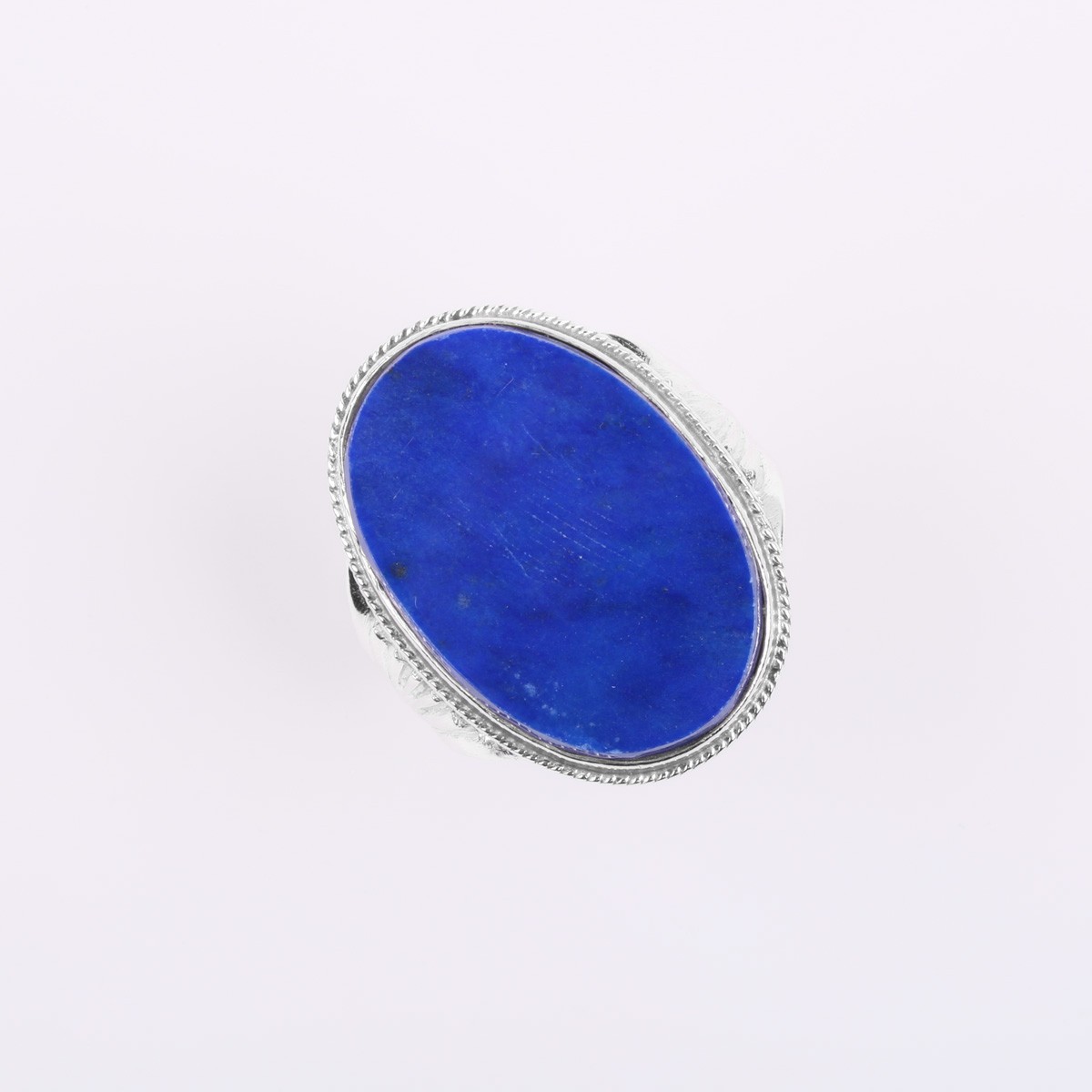 Lapis Stone Ring | Flat Silver Ring 3
