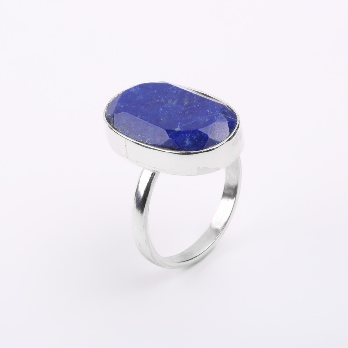 Lapis Lazuli Oval Ring | Silver Flat Straight Ring 2
