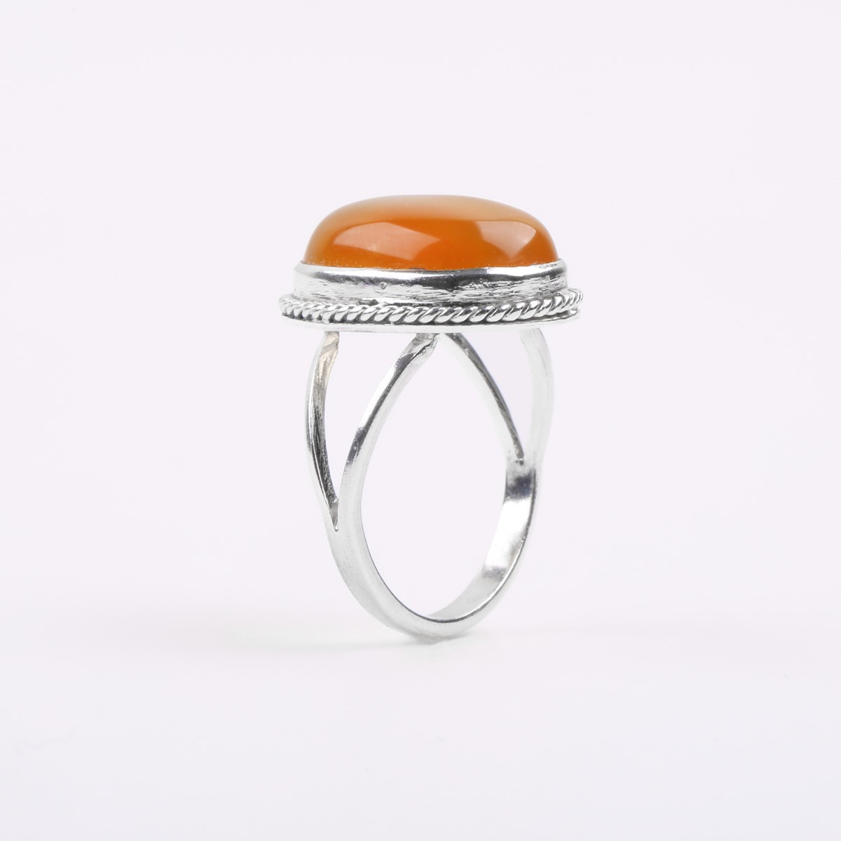 Yellow Agate Ring | Silver Split Band Ring 1