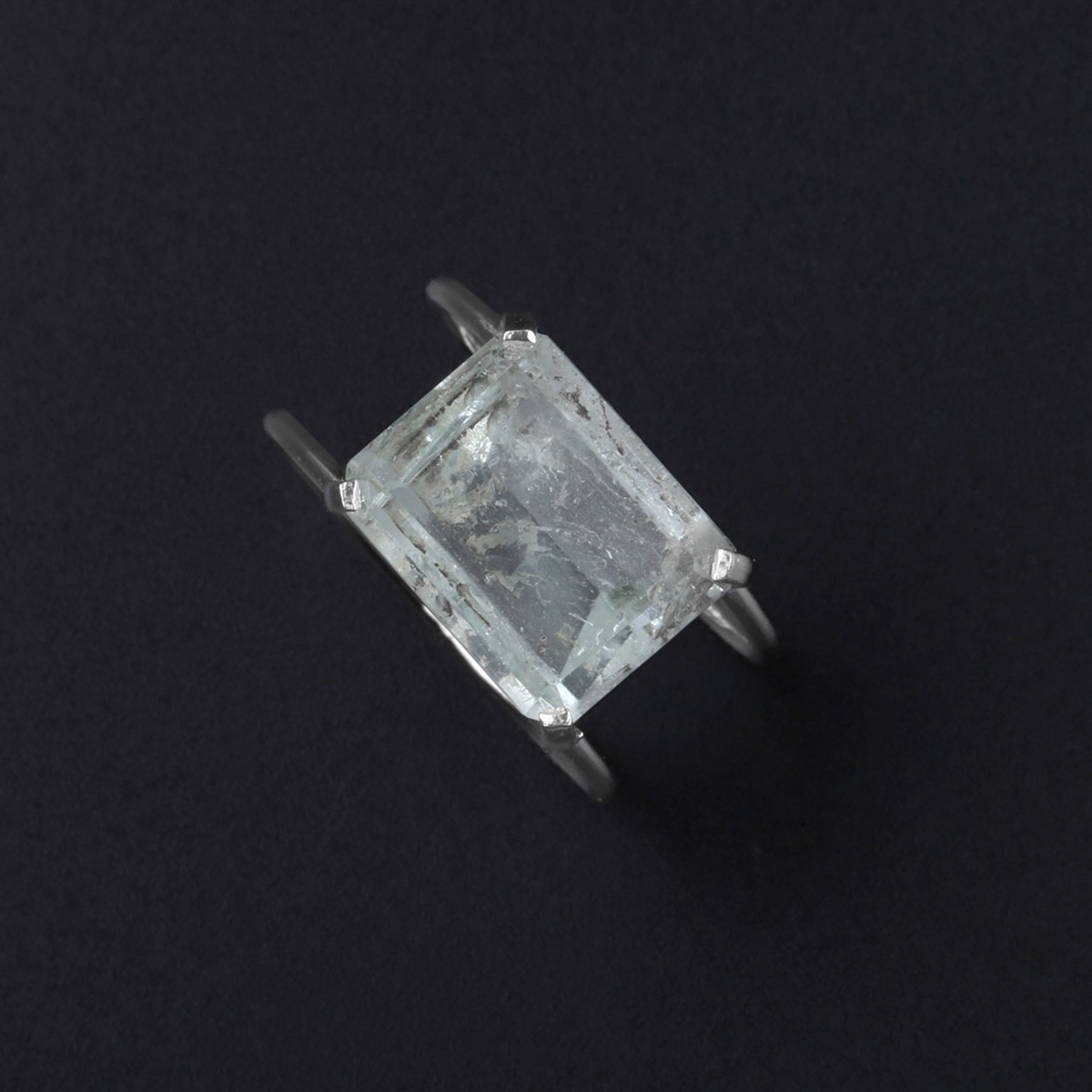 Aquamarine Double-Band Ring | Rectangle Silver Ring 3