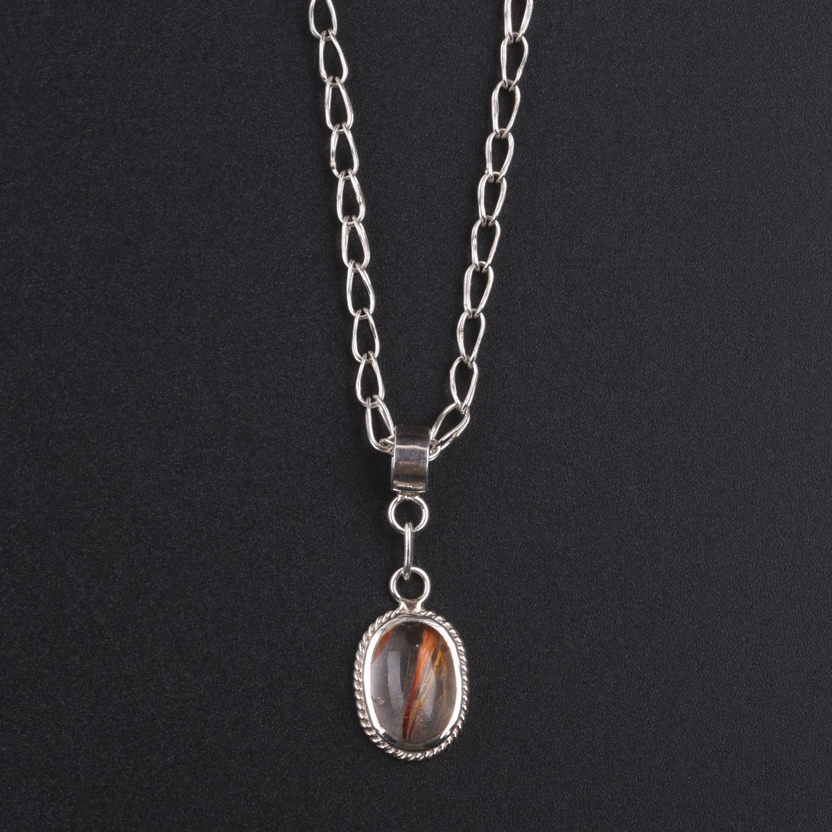 Hairy Quartz Stone Locket | Drop Chain Pendant 1