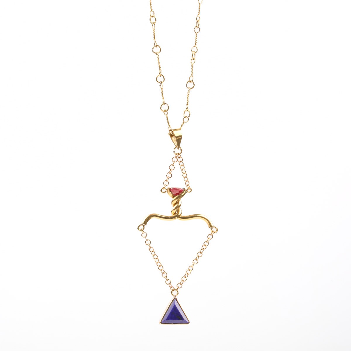 Brass Lariat Pendant | Golden Trillion Chain Locket 1
