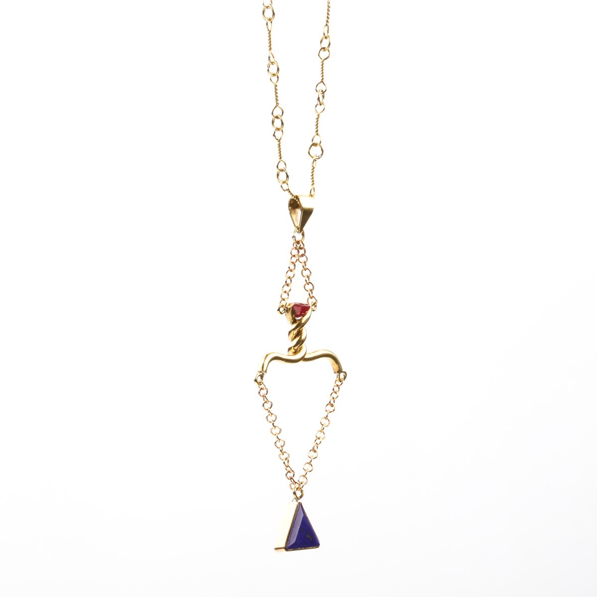 Brass Lariat Pendant | Golden Trillion Chain Locket 2