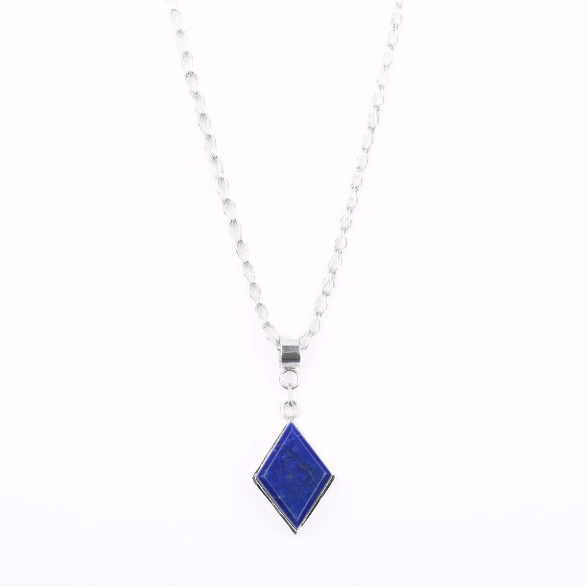 Lapis Lazuli Chain Pendant | Silver Marquise Locket 1