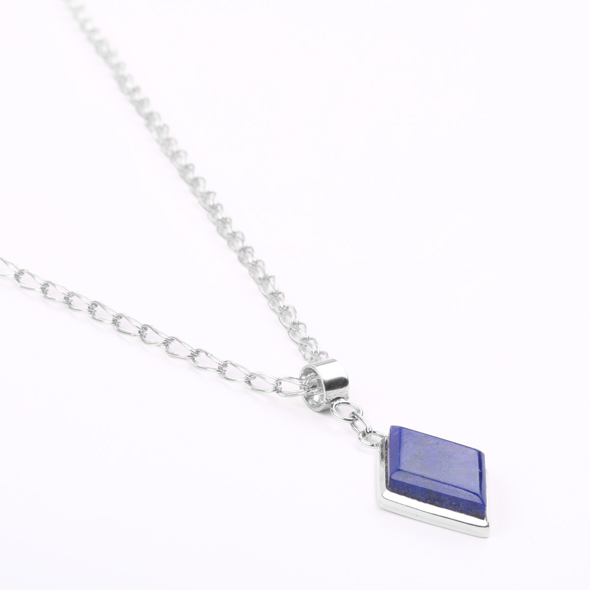 Lapis Lazuli Chain Pendant | Silver Marquise Locket 2