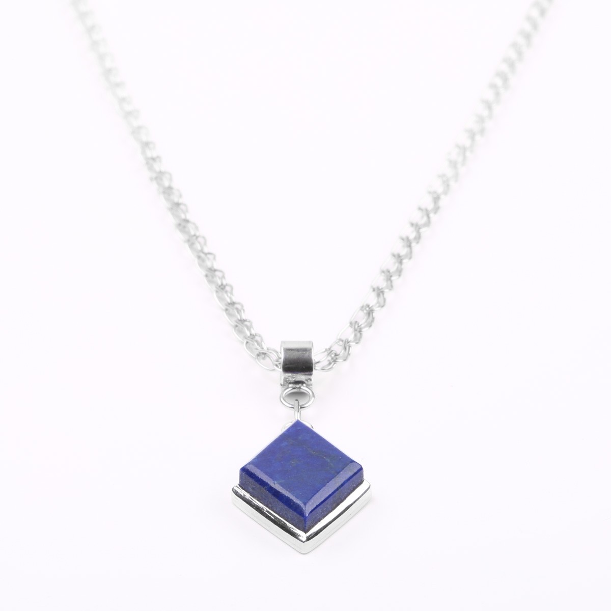 Lapis Lazuli Chain Pendant | Silver Marquise Locket 3