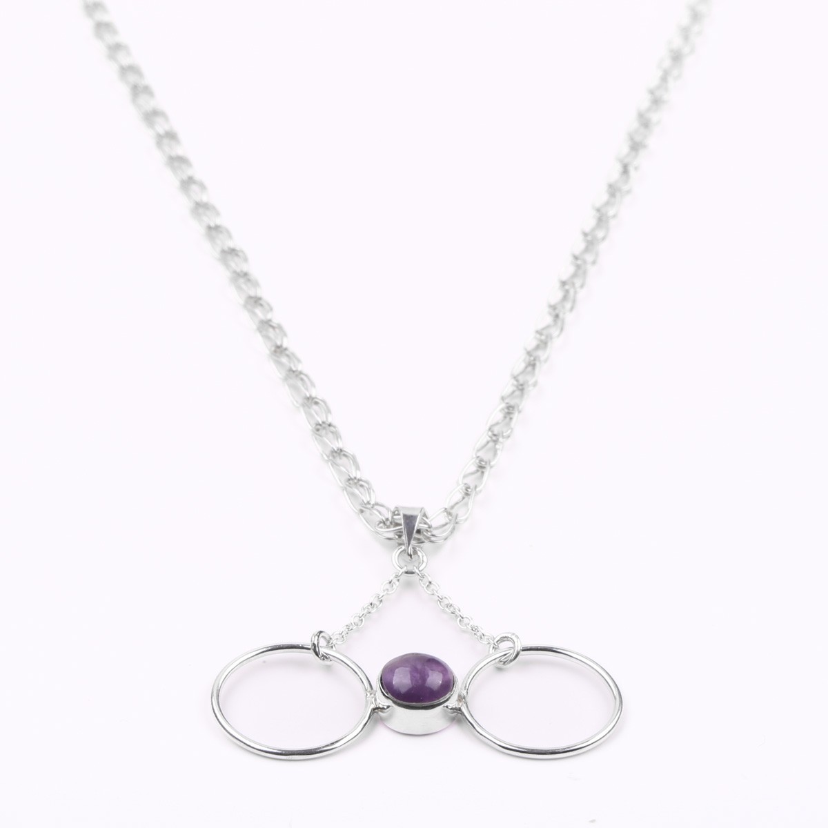 Amethyst Drop Locket | Silver Butterfly Pendant 2