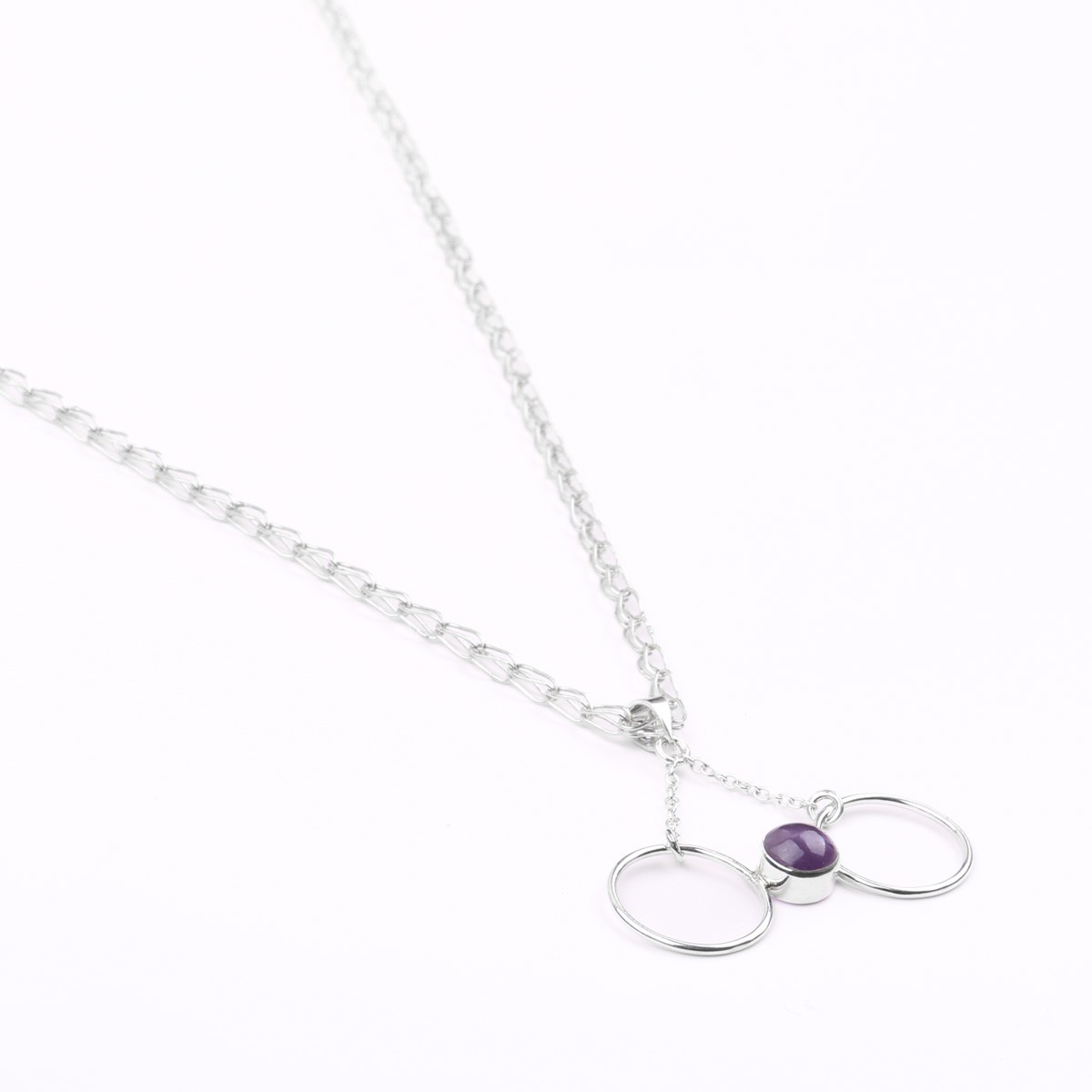 Amethyst Drop Locket | Silver Butterfly Pendant 3