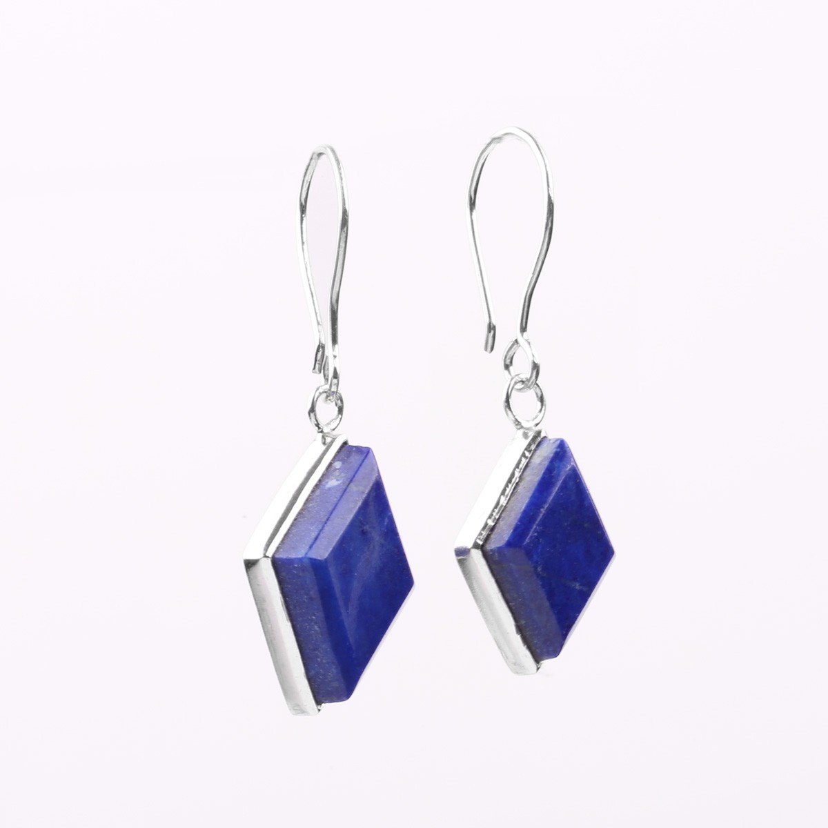 Lapis Lazuli Dangle Earrings | Silver Hook Earrings 1