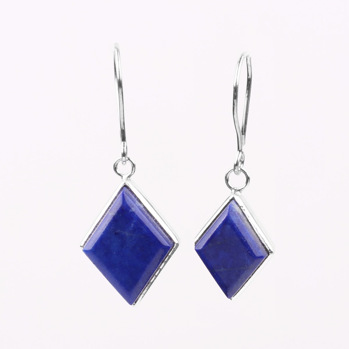 Lapis Lazuli Dangle Earrings | Silver Hook Earrings 2