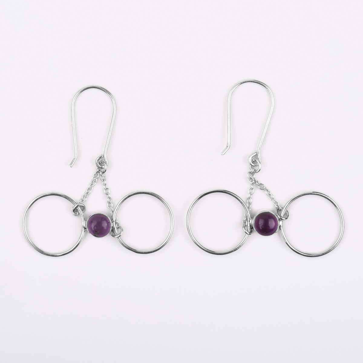 Amethyst Hook Earrings | Round Dangle Earrings 1