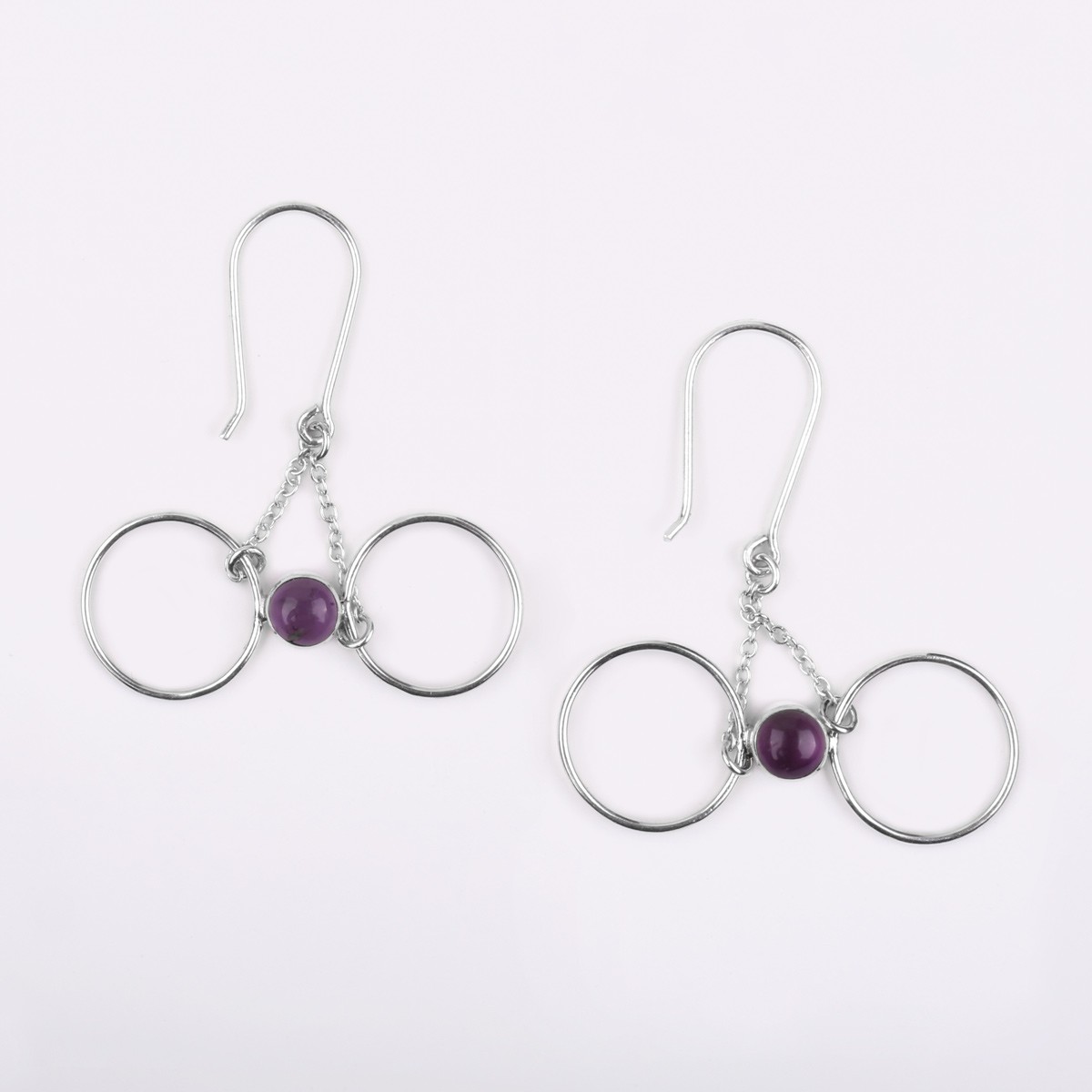 Amethyst Hook Earrings | Round Dangle Earrings 2