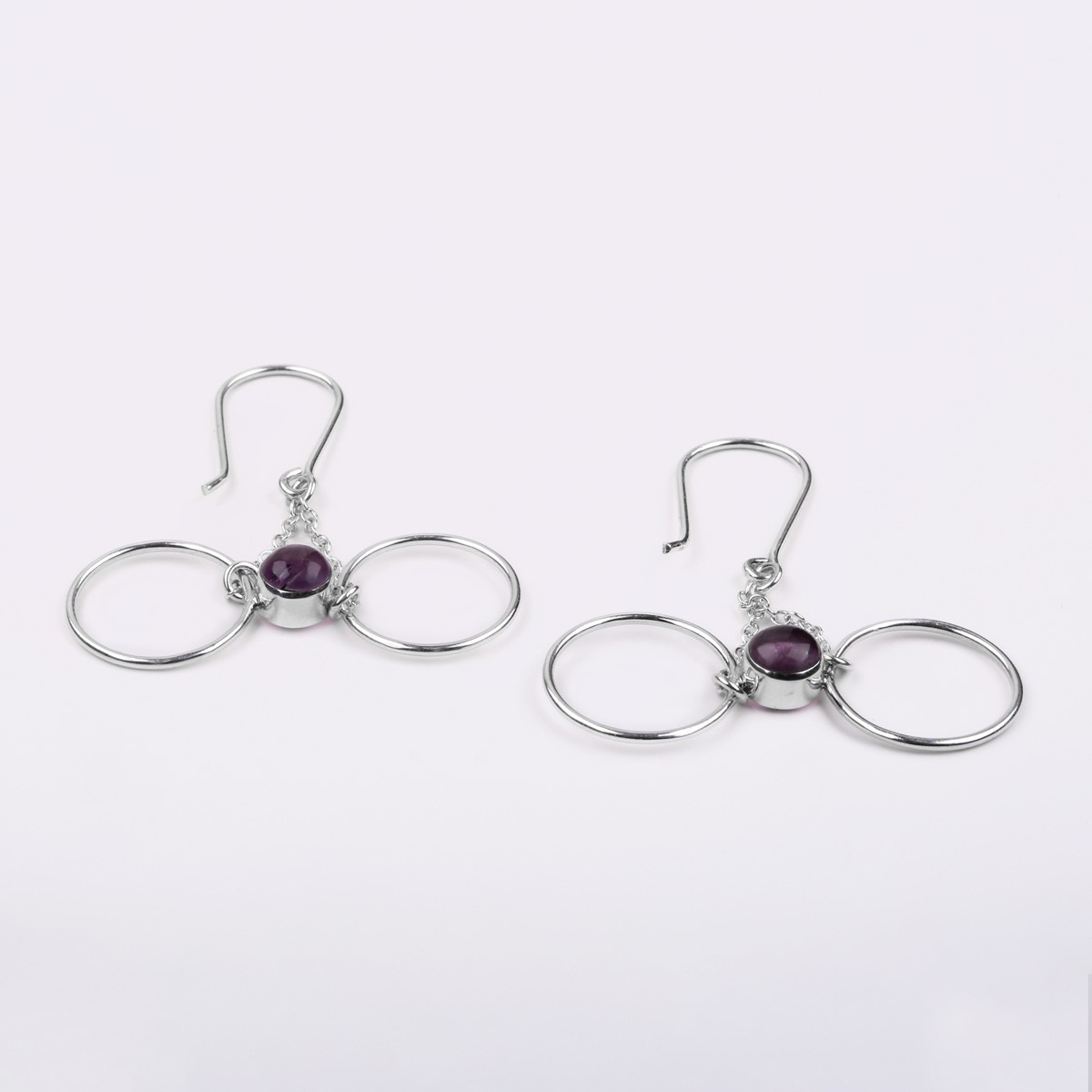 Amethyst Hook Earrings | Round Dangle Earrings 3
