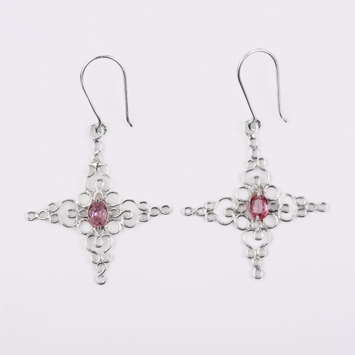 Spinal Dangle Earrings | Rose Pattern Hook Earrings 1