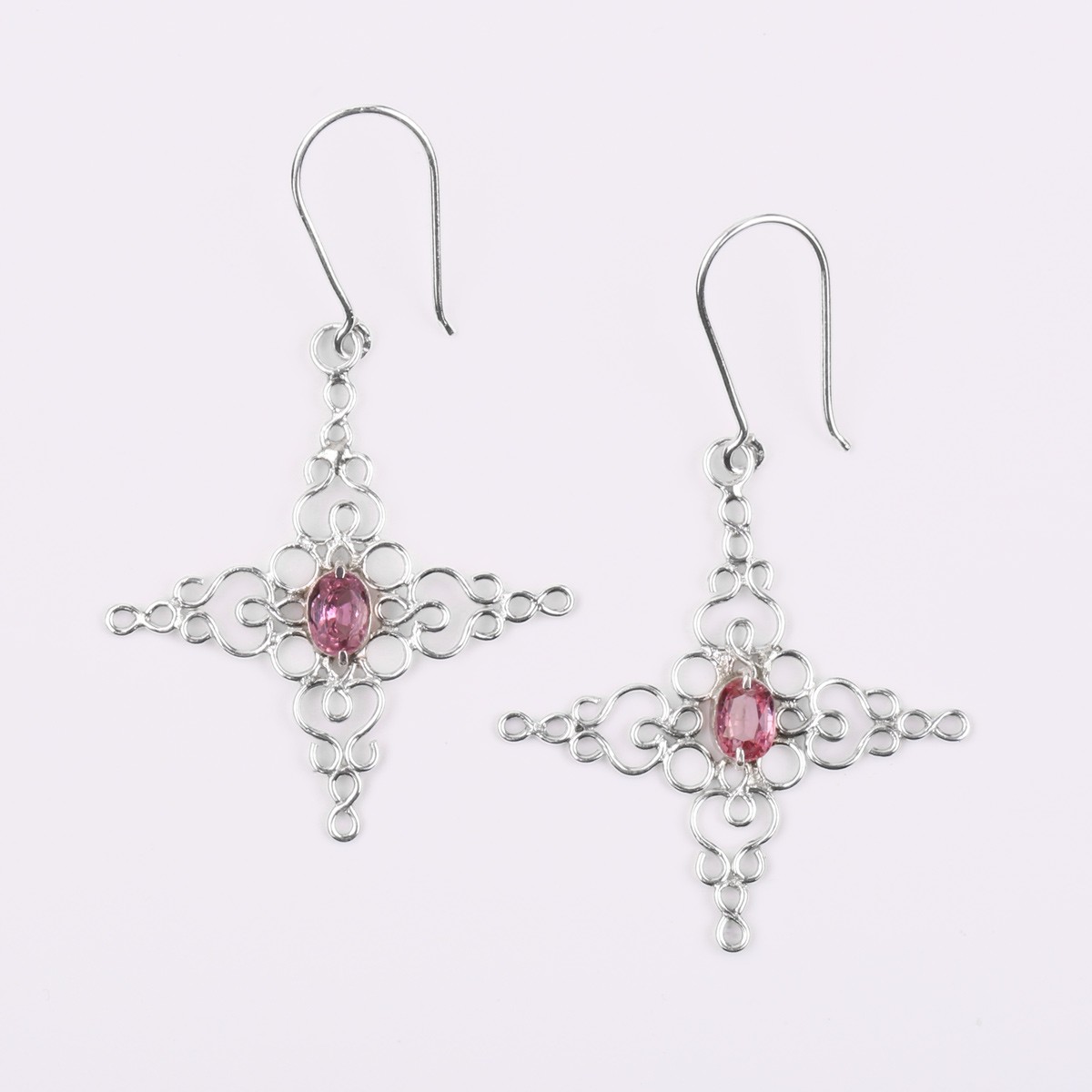 Spinal Dangle Earrings | Rose Pattern Hook Earrings 2