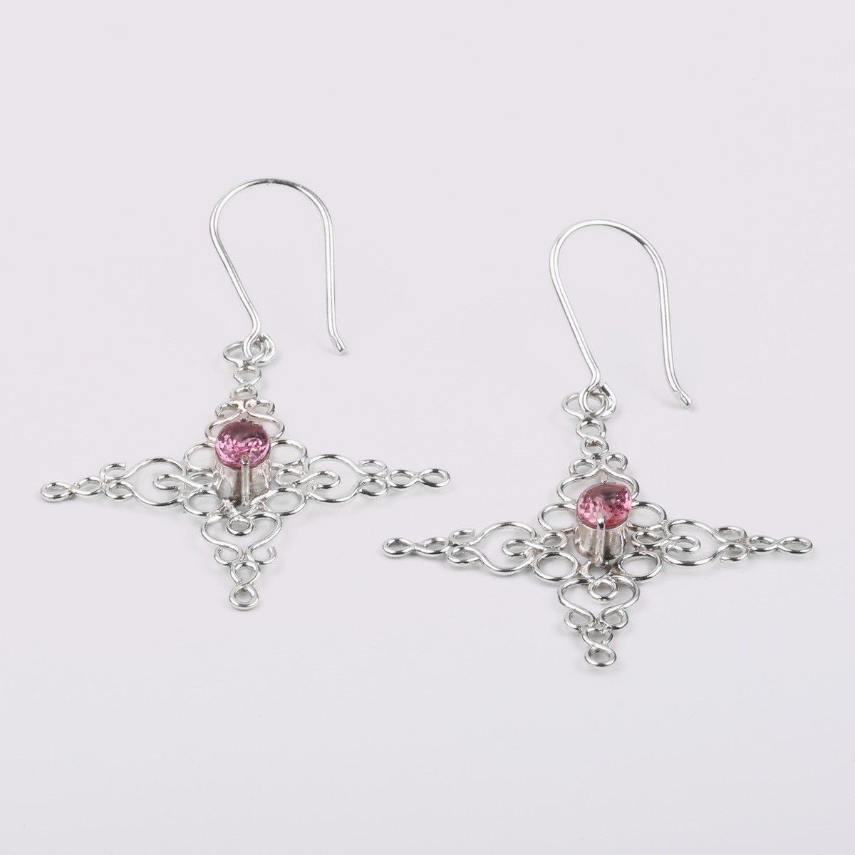 Spinal Dangle Earrings | Rose Pattern Hook Earrings 3