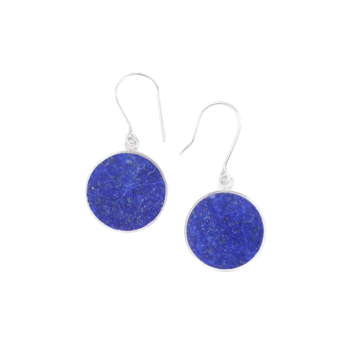 Lapis Lazuli Round Earings | Silver Wirehook Handmade Earrings 3