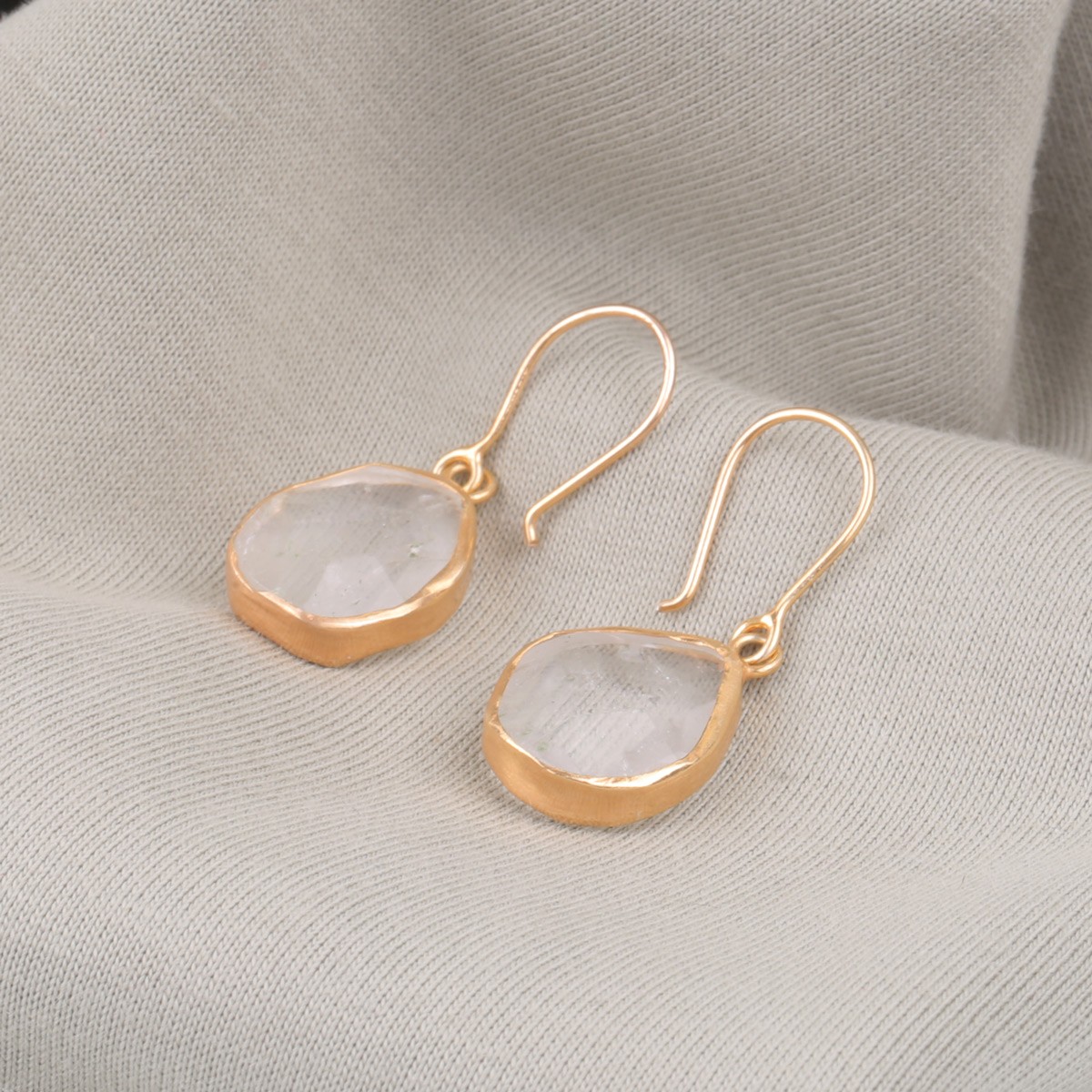 Quartz Gold Plated Earrings | Silver Dangle Earrings 2