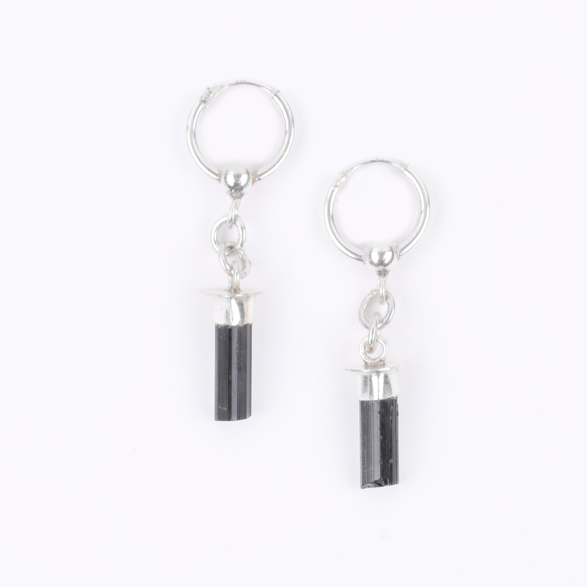 Black Tourmaline Silver Earrings | Bulb Design Dangle Earrings 3