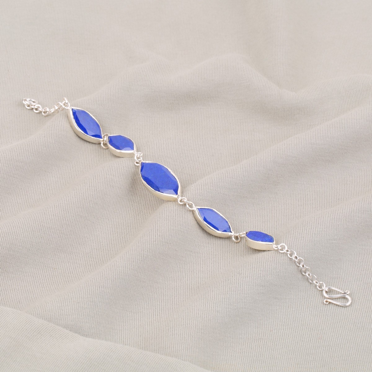 Lapis Stone Chain Bracelet | Silver Birthstone Bracelet 1