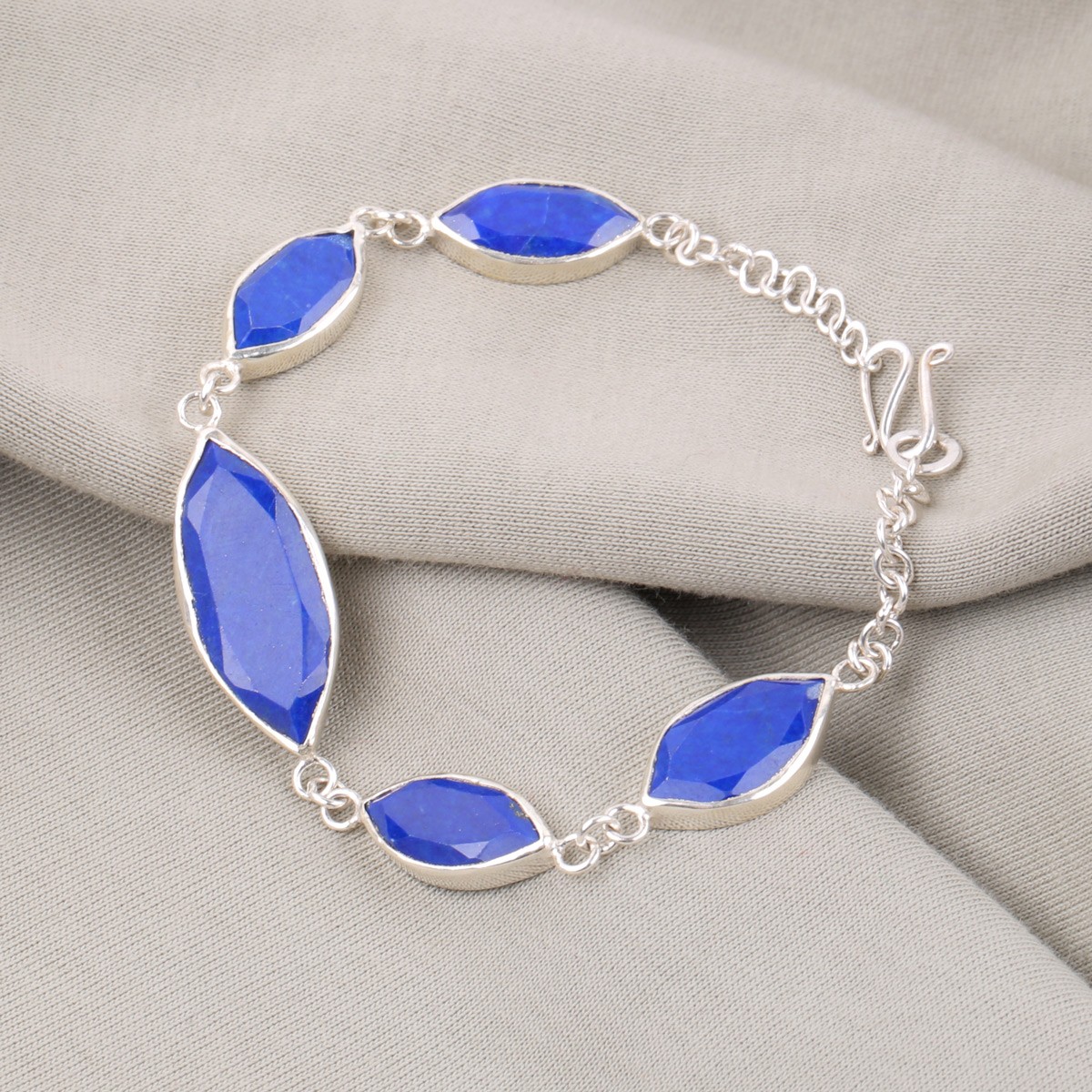 Lapis Stone Chain Bracelet | Silver Birthstone Bracelet 2