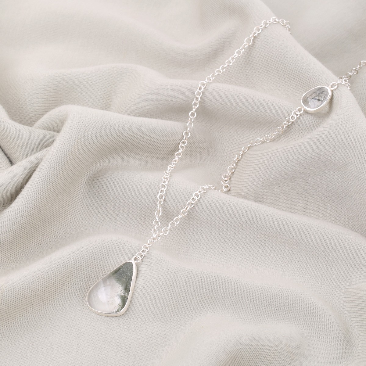 Quartz Silver Locket | Pear Drop Pendant 1