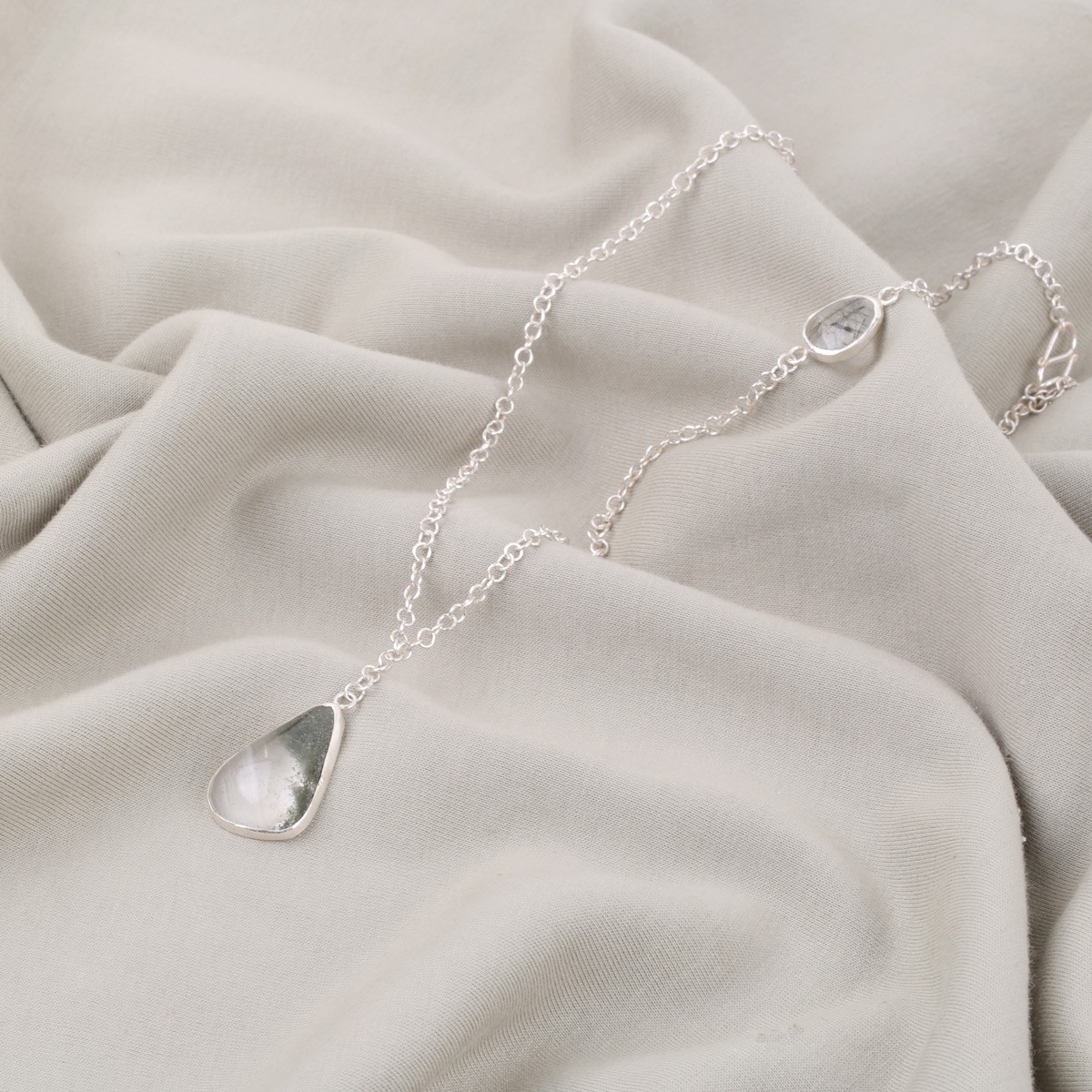 Quartz Silver Locket | Pear Drop Pendant 2