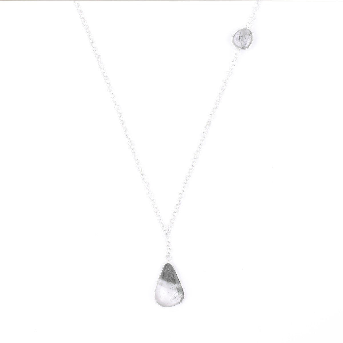 Quartz Silver Locket | Pear Drop Pendant 3
