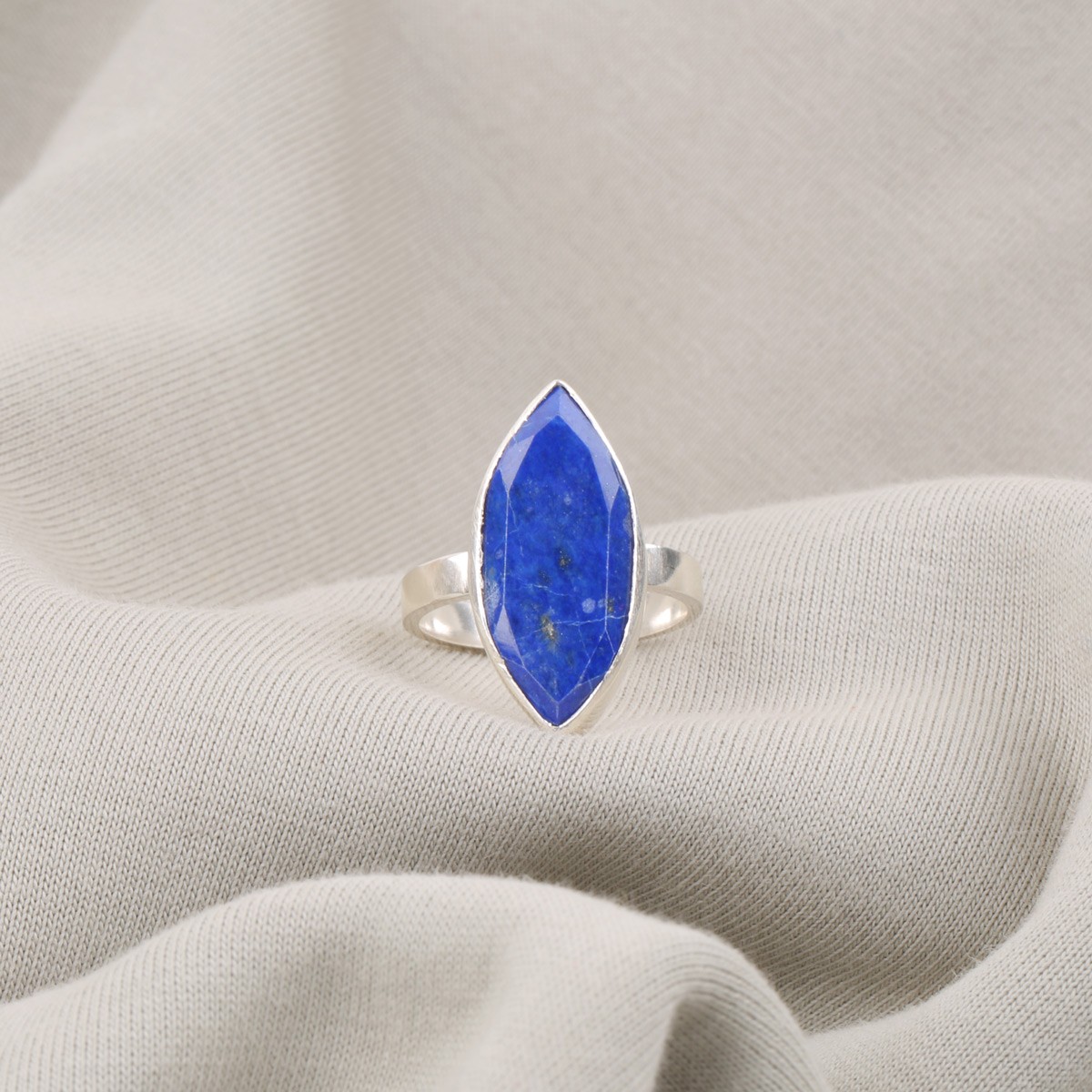 Lapis Lazuli Stone Ring | Silver Marquise Ring 1