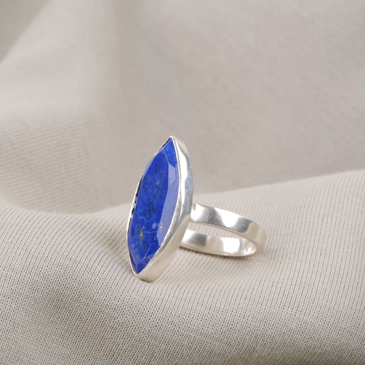 Lapis Lazuli Stone Ring | Silver Marquise Ring 2