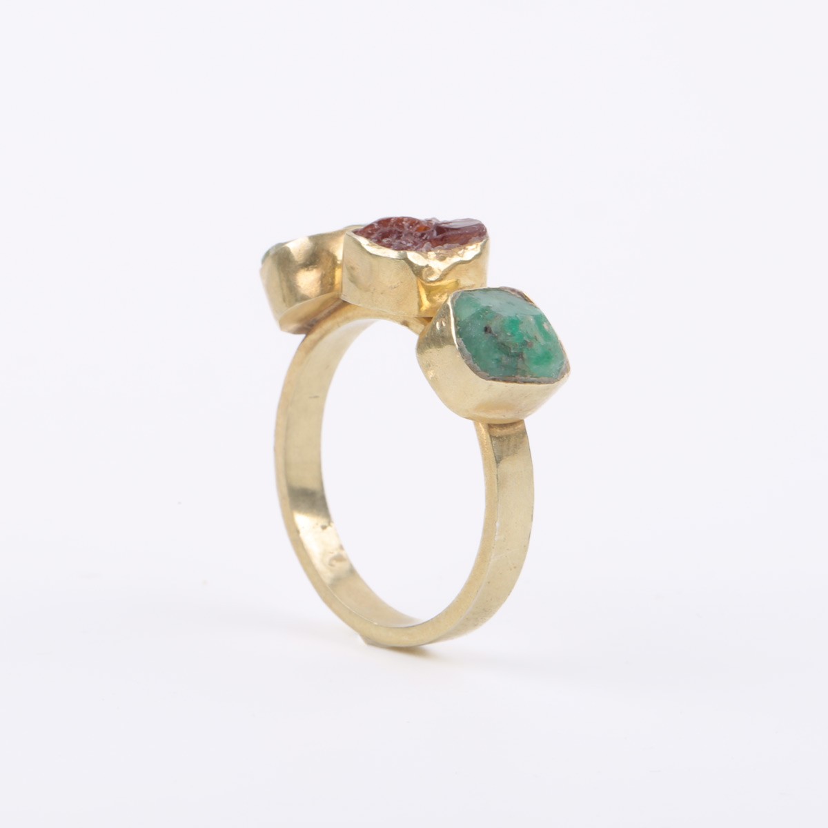 Rough Gold Plated Ring | Three Stone Ring 3