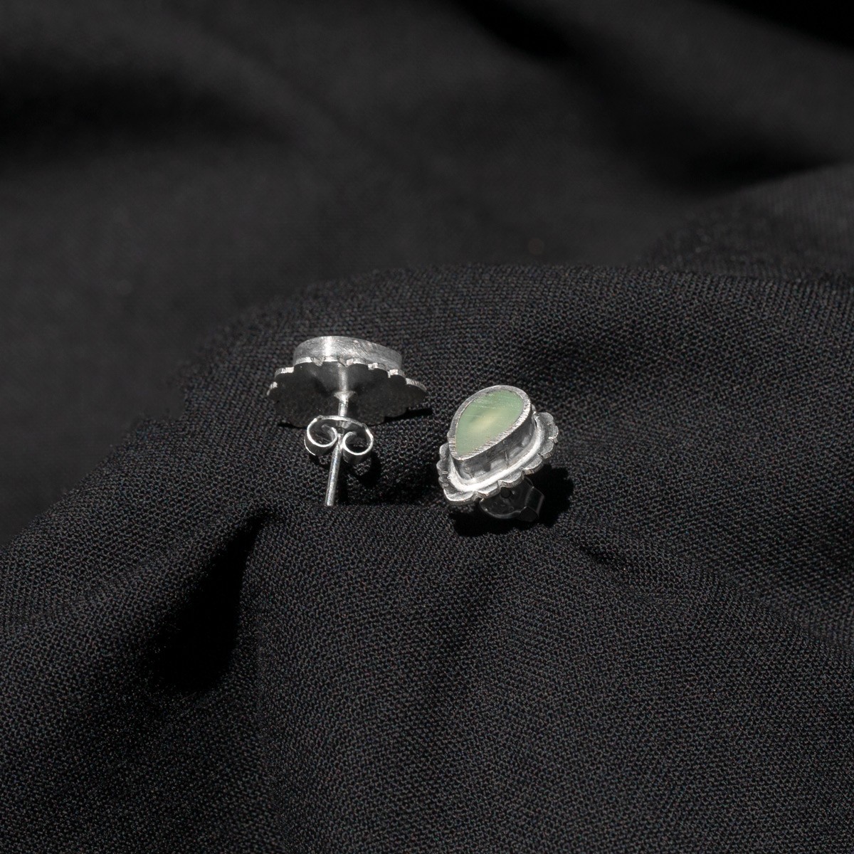 Aquamarine Teardrop Style Studs | Silver Pear Shape Studs 1