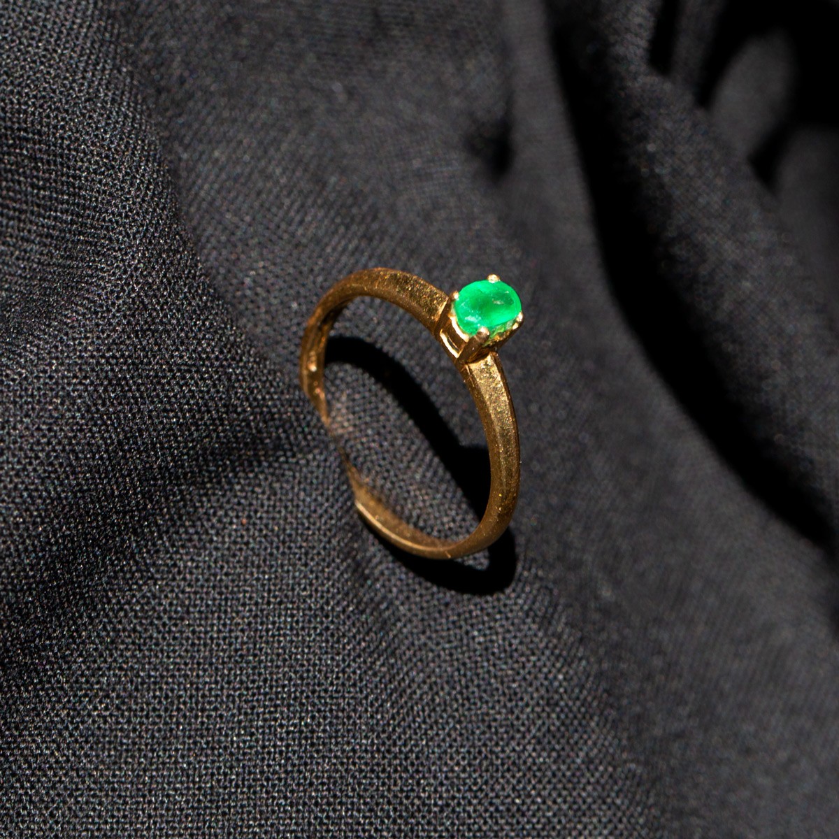 Green Panjsher Emerald Ring| Gold Plated Solitaire Ring 1