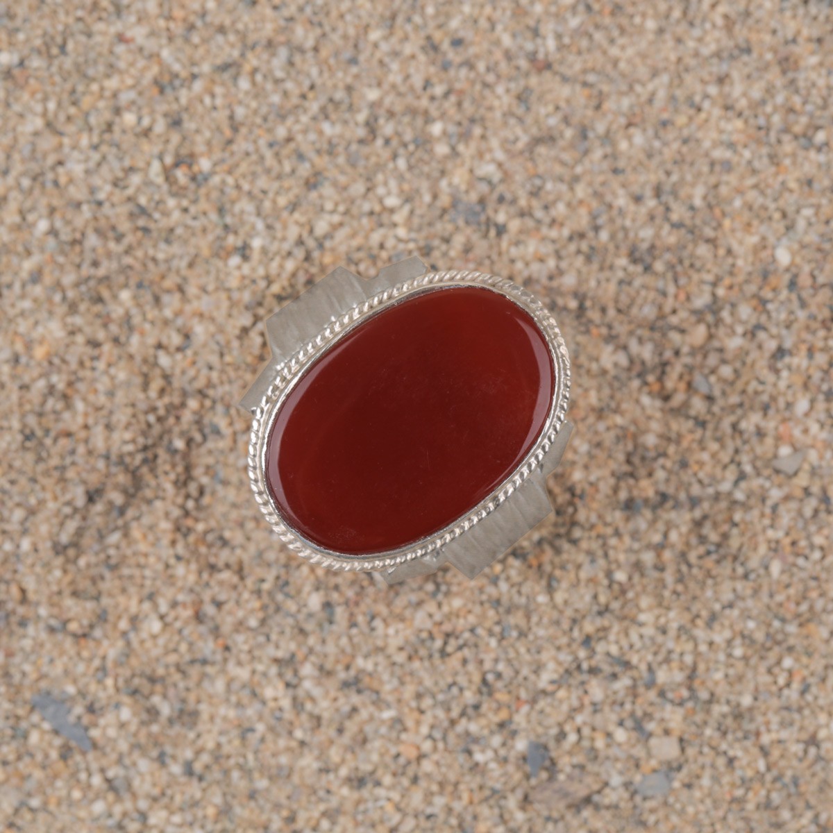 Red Agate Silver Men's Ring | Oval Bezel Style Ring 3